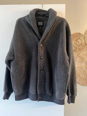 BDG urban outfitters Dark Gray speckled Shawl-Collar Button Cardigan large